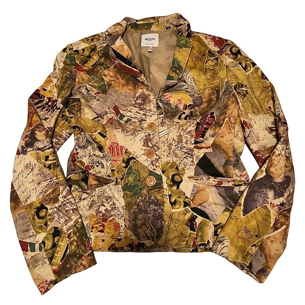 Vintage Moschino Jeans Jacket Italy Renaissance Designer Women’s Size 12 Rare